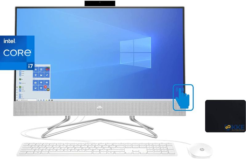 Photo 1 of *MISSING power cord, 
HP 2021 Newest All-in-One Desktop, 27" Full HD Touchscreen, 11th Gen Intel Core i7-1165G7 Processor, 32GB RAM, 1TB PCIe SSD, Intel Iris Xe Graphics, Windows 10 Home, KKE Mousepad
