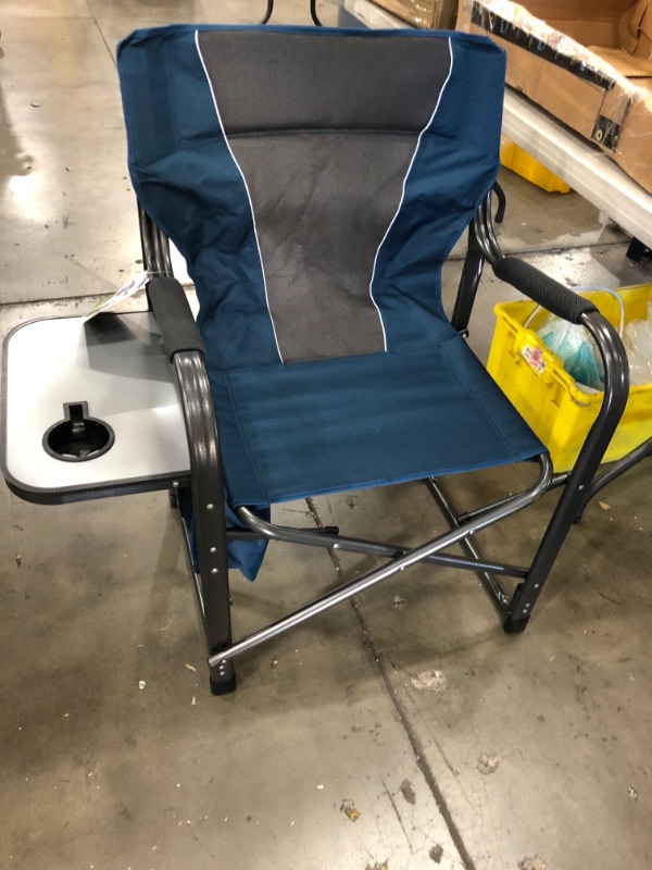 Photo 2 of *SEE last picture for damage* 
ALPHA CAMP Director Chair Folding Camping Chair with Side Table Heavy Duty Portable Chair with Cup Holder Cooler Bag Steel Outdoor Chair for Adults Oversized Lawn Chair for Picnic?Capacity-350 lbs
