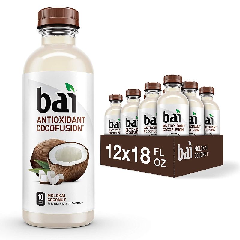 Photo 1 of *EXPIRES Feb 07 2022* 
Bai Coconut Flavored Water, Molokai Coconut, Antioxidant Infused Drinks, 18 Fluid Ounce Bottles, (Pack of 12)
