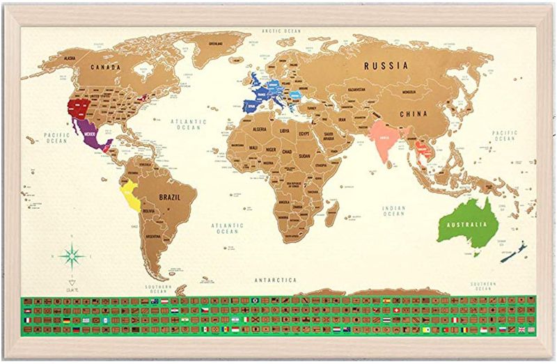 Photo 1 of *MISSING a scratch tool*
World Map Masterpiece Scratch Off Map of The World - with US States Outlined - Large 34.5'' X 20.5'' - Country Flags & Exclusive Islands Added - Scratch Tool Included, 2 pk