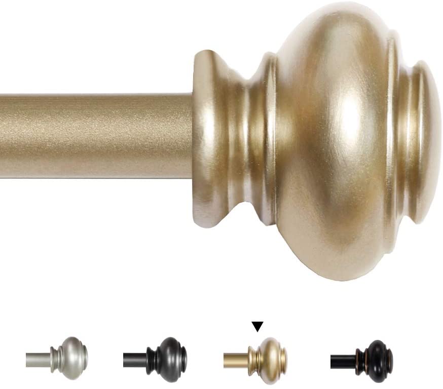 Photo 1 of *MISSING hardware* 
H.VERSAILTEX Window Curtain Rods for Windows 48 to 84 Inches Adjustable Decorative 3/4 Inch Diameter Single Window Curtain Rod Set with Classic Finials, Champagne Gold Finishing
