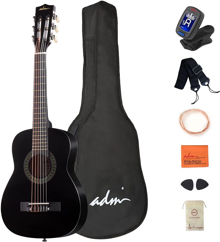 Photo 1 of *MISSING picks*
ADM Beginner Acoustic Classical Guitar 30 Inch Nylon Strings Wooden Guitar Bundle Kit for Kids Students with Carrying Bag & Accessories, Black
