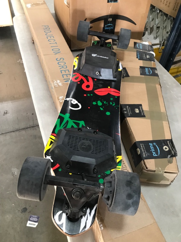 Photo 3 of *USED*
*MISSING remote, stickers, tools, and charging cord* 
windseeker Electric Skateboard, Electric Longboard with Remote for Adults and Teens, 450W Brushless Motor, 20 MPH Top Speed, 12.5 Miles Range, 5+2 Plys Maple and Bamboo, Max Load 220Lbs
