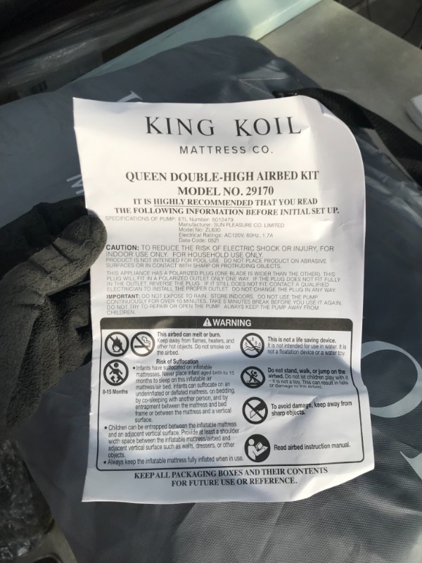 Photo 3 of *USED*
King Koil Queen Air Mattress with Built-in Pump - Best Inflatable Airbed QUEEN Size - Elevated Raised Air Mattress Quilt Top