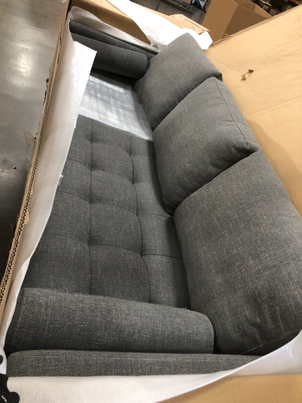 Photo 2 of *other pieces in zipped compartment under sofa* 
Amazon Brand – Rivet Aiden Mid-Century Modern Reversible Sectional Sofa (86") - Dark Gray
