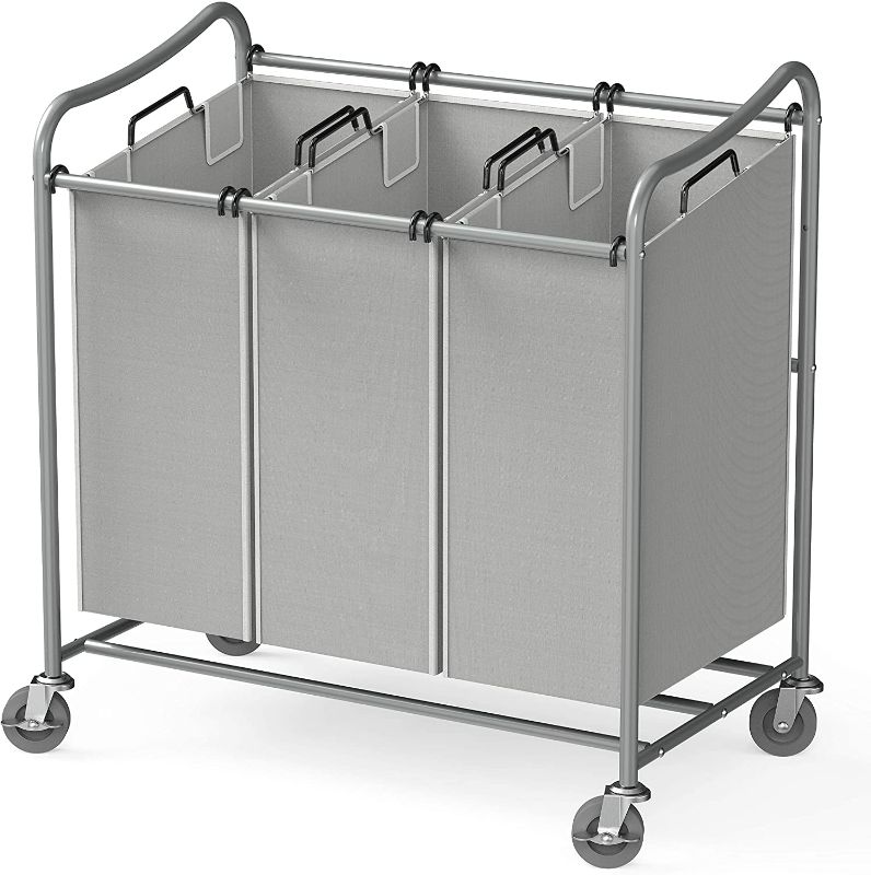 Photo 1 of *NOT EXACT stock picture, use for reference* 
*USED*
3-Bag Laundry Sorter Cart, Grey