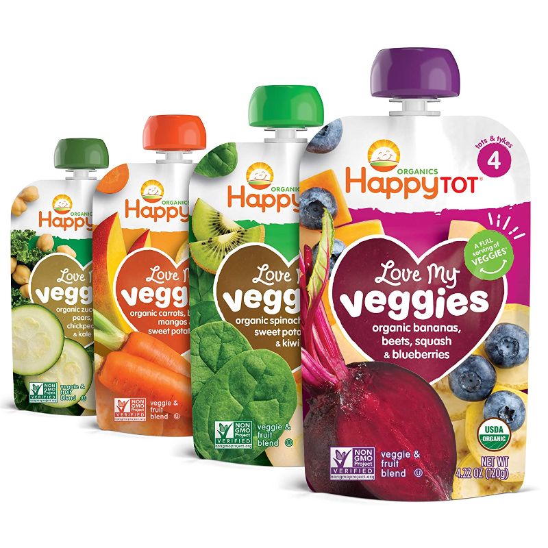 Photo 1 of Happy Tot Organic Stage 4 Love My Veggies 4 Flavor Variety Pack, 4.22 Ounce (Pack of 16)
