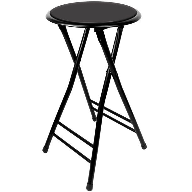 Photo 1 of *SEE last picture for damage* 
Trademark Home Folding Stool – Heavy Duty 24-Inch Collapsible Padded Round Stool with 300 Pound Capacity for Dorm, Rec Room or Gameroom by Trademark Home (Black)