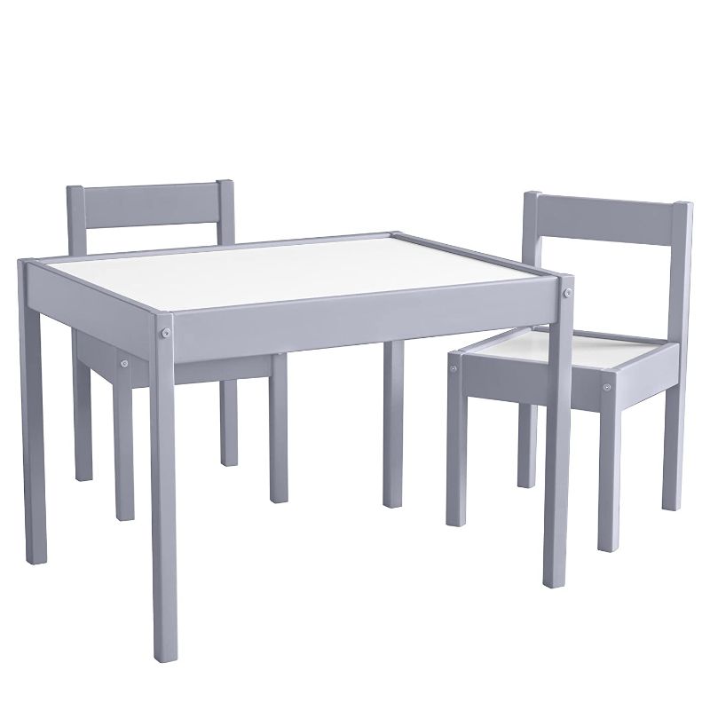 Photo 1 of Baby Relax Hunter 3 Piece Kiddy Table and Chair Set Gray,  Assembled table dimensions - 25.25 L x 19.12 W x 17.87 H inches, Assembled chair dimensions - 11.25 L x 11.25 W x 19.87 H inches