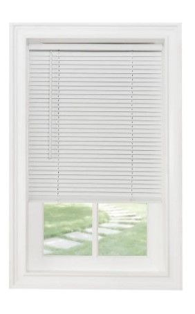 Photo 1 of ACHIM GII Morningstar White Cordless Light Filtering Vinyl Mini Blind with 1 in. Slats 29 in. W x 64 in. L