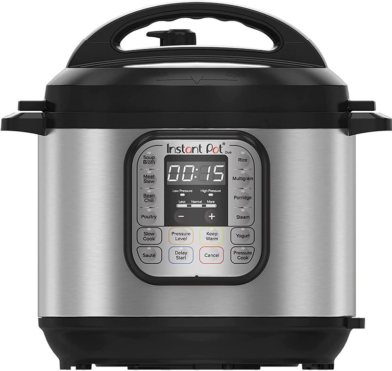 Photo 1 of *SEE last picture for damage* 
Instant Pot Duo 7-in-1 Electric Pressure Cooker, Slow Cooker, Rice Cooker, Steamer, Sauté, Yogurt Maker, Warmer & Sterilizer, 8 Quart, Stainless Steel/Black
