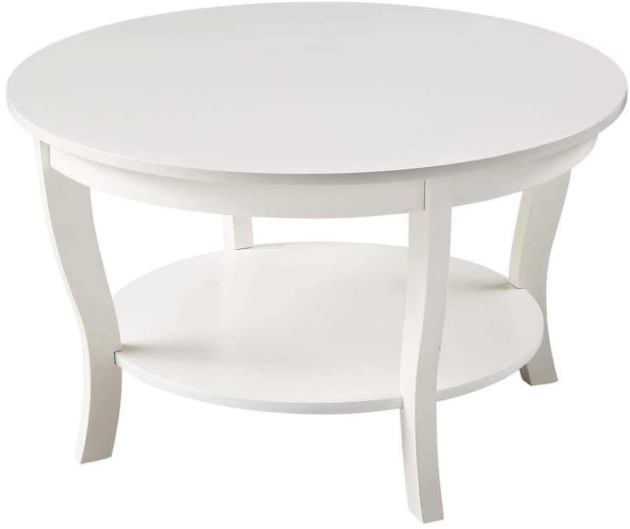 Photo 1 of *SEE last pictures for damage* 
*MISSING hardware* 
Convenience Concepts American Heritage Round Coffee Table, White, 30" L x 30" W x 18" H
