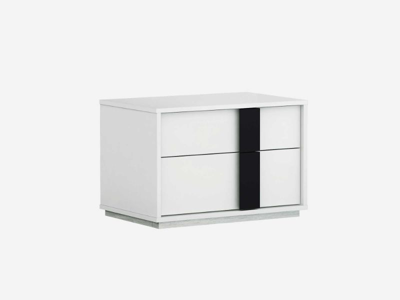 Photo 1 of *SEE last picture for damage* 
Whiteline Kimberly Nightstand Small High Gloss White with self-closing runners, Black Matt handle

