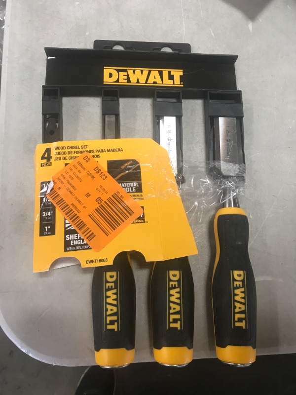 Photo 2 of *MISSING 1 chisel* 
DEWALT Wood Chisel Set (4-Piece)