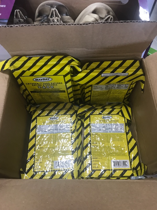 Photo 1 of *EXPIRES May 2025 and Aug 2025*
Emergency Food and Water Kit, 4 pks MayDay Food Rations and 20 pk Augablox 5 Year Shelf Life Drinking Water