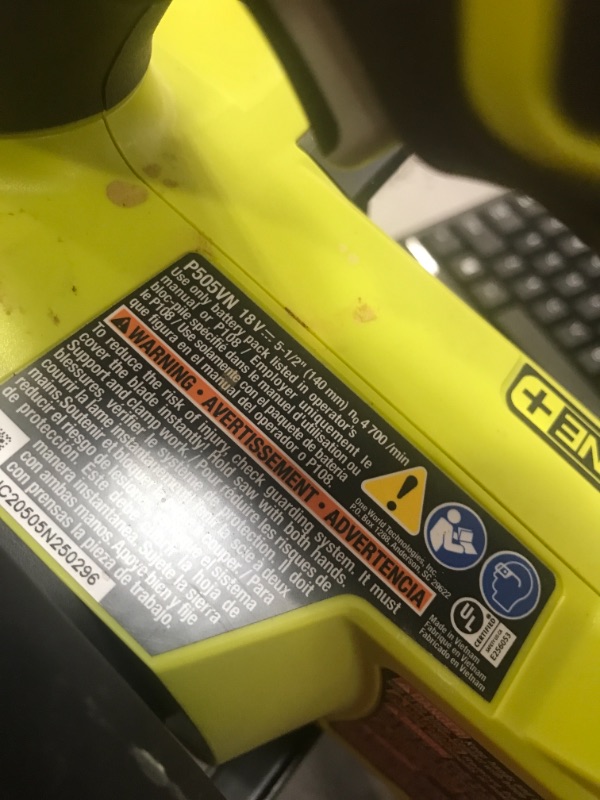 Photo 3 of *USED*
*MISSING blades, battery and charger* 
RYOBI ONE+ 18V Cordless 5-1/2 in. Circular Saw with (1) 4.0 Ah Lithium-Ion Battery and 18V Charger