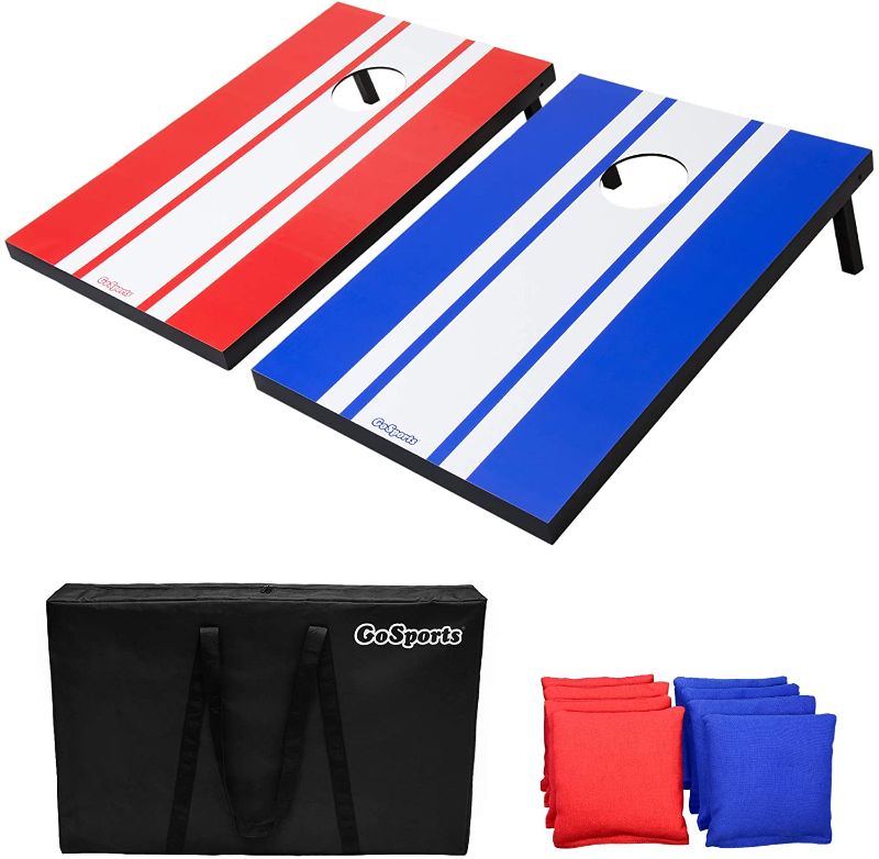 Photo 1 of *SEE last picture for damage* 
GoSports Classic Cornhole Set Includes 8 Bags, Carry Case and Rules, 3’x2’ Classic