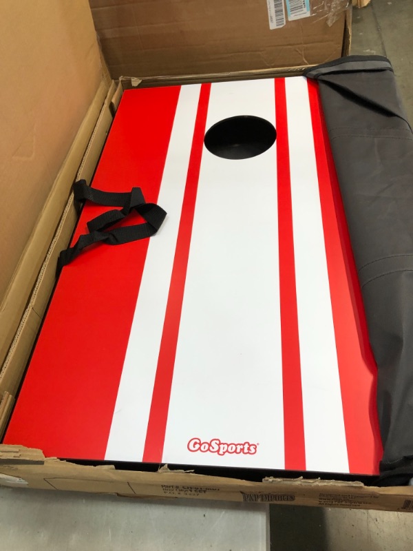 Photo 2 of *SEE last picture for damage* 
GoSports Classic Cornhole Set Includes 8 Bags, Carry Case and Rules, 3’x2’ Classic