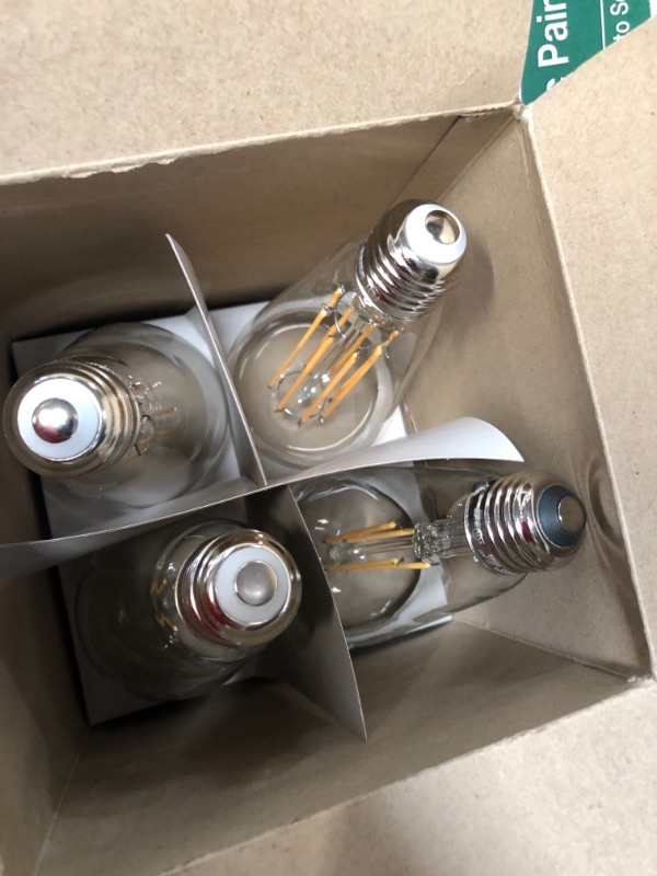 Photo 2 of 60-Watt Equivalent ST19 Dimmable Straight Filament Clear Glass Vintage Edison LED Light Bulb, Soft White (4-Pack)
