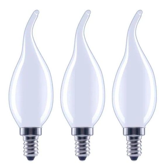 Photo 1 of 60-Watt Equivalent B11 Dimmable Flame Bent Tip Frosted Glass Filament LED Vintage Edison Light Bulb Daylight (3-Pack)
2 pack bundle