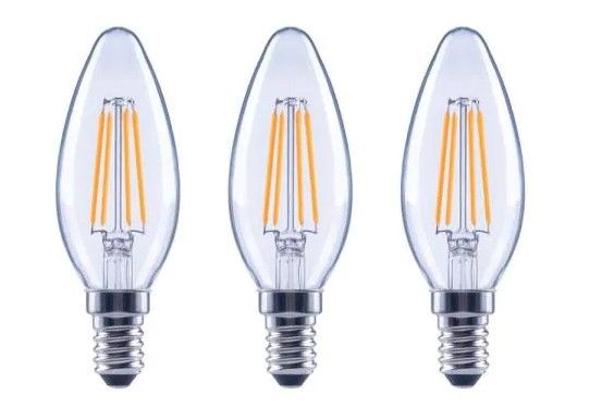 Photo 1 of 25 Watt Equivalent B11 Candle Dimmable ENERGY STAR Clear Glass Filament LED Vintage Edison Light Bulb Soft White(3-Pack)
