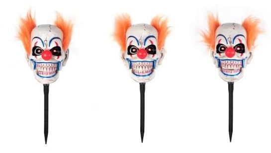 Photo 2 of 17 in. Animated LED Clown Halloween Pathway Markers (3-Pack)
