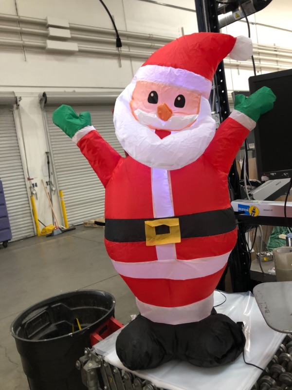 Photo 2 of 3.5 ft Pre-Lit LED Airblown Santa Christmas Inflatable
