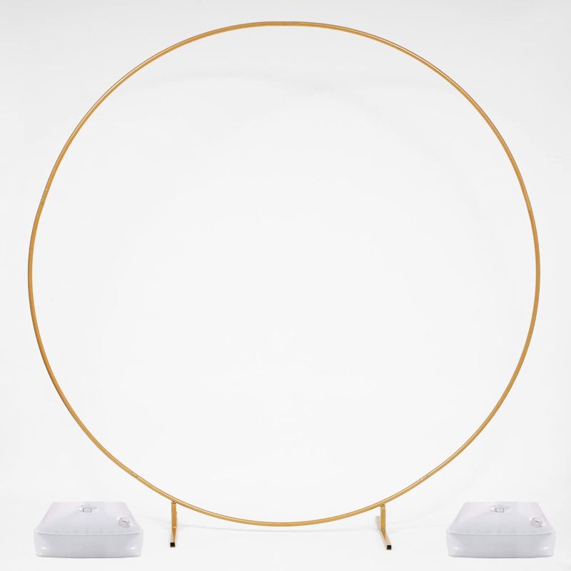 Photo 1 of 
COMEHAPPY 6.5FT Round Wedding Arch, Gold Circle Arch with Stands Metal Hoop for Floral Balloon Garland Birthday Wedding Photo Background Decorations 2M - Gold