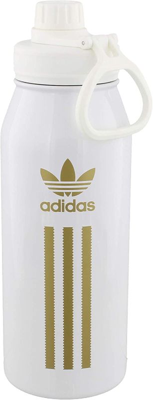 Photo 1 of 
adidas 1 Liter (32 oz) Metal Water Bottle, Hot/Cold Double-Walled Insulated 18/8 Stainless Steel
Color:White/Gold