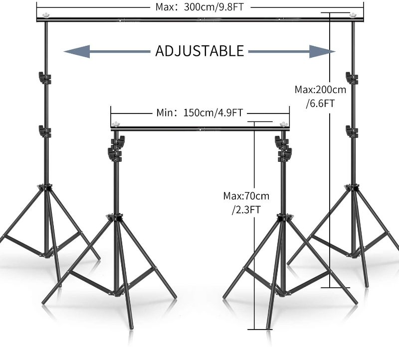 Photo 1 of 
SH Backdrop Stand, 6.5 x 10 ft Adjustable Heavy Duty Photography Background Support System