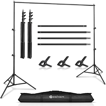 Photo 1 of Yesker Photo Video Studio 10ft Adjustable Backdrop Stand, Background Support System Kit with Carry Bag for Photography Studio Parties Wedding