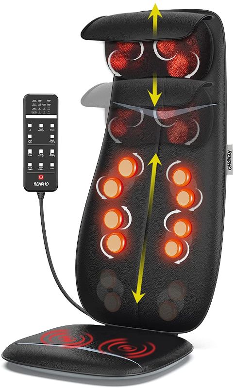 Photo 1 of 
Back Massager with Heat, RENPHO Height Adjustable Shiatsu Neck and Back Massage Chair Pad, Massage Seat, S-Shape Massage Cushion for Full Back, Neck,...
Color:A-black