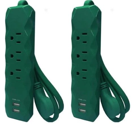 Photo 1 of 3-Outlets 2 USB Green Surge (2-Pack)