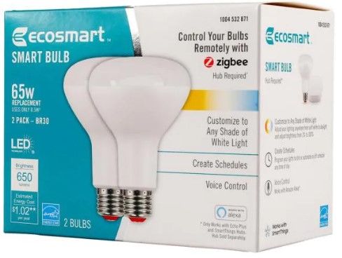 Photo 1 of 65-Watt Equivalent BR30 Dimmable Smart Wireless LED Light Bulb Tunable White (2-Pack)
