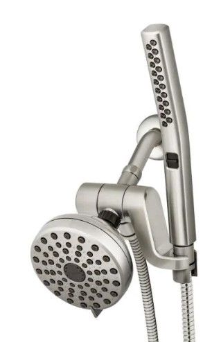 Photo 1 of 12-spray 5 in. High PressureDual Shower Head and Handheld Shower Head in Brushed Nickel