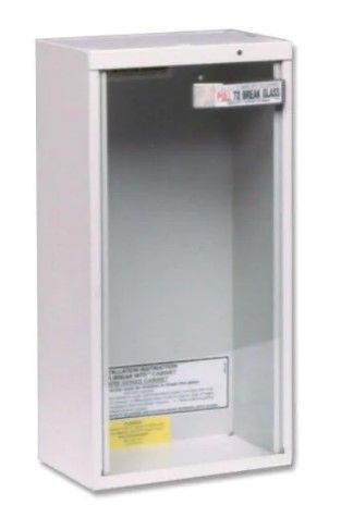 Photo 1 of 23 in. H x 6 in. W x 7.5 in. D 10 lb. Heavy-Duty Steel Surface Mount Fire Extinguisher Cabinet in White