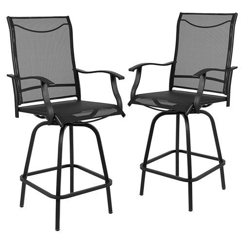 Photo 1 of Flash Furniture 30" All-Weather Patio Swivel Outdoor Stools, Black, Set of 2 | Central Restaurant Products
