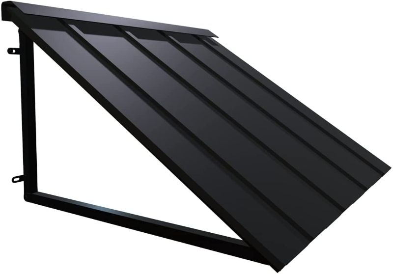 Photo 1 of AWNTECH 6 ft. Houstonian Standing Seam Metal Door/ Window Awning Fixed Outdoor Canopy 80 Inch W x 24 Inch Proj, Black
