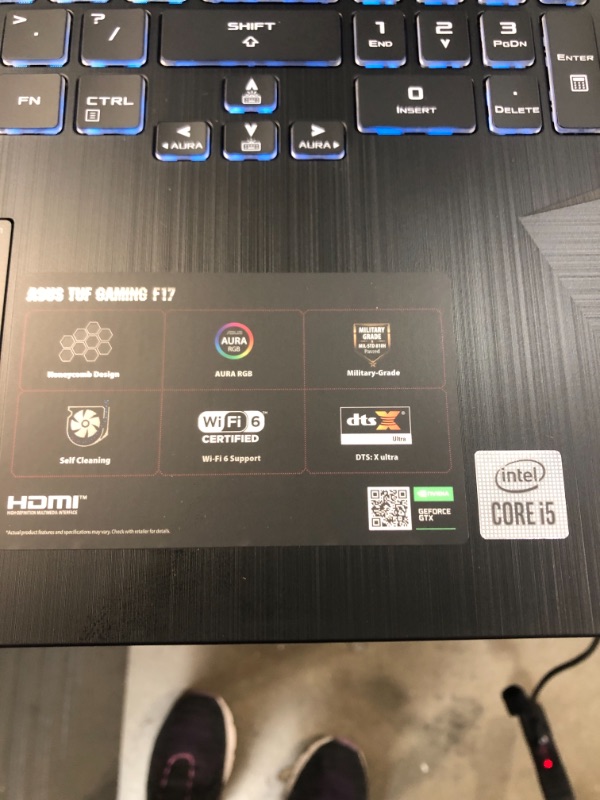 Photo 5 of ASUS TUF Gaming F17 Gaming Laptop, 17.3” 144Hz FHD IPS-Type Display, Intel Core i5-10300H, GeForce GTX 1650 Ti, 8GB DDR4, 512GB PCIe SSD, RGB Keyboard..