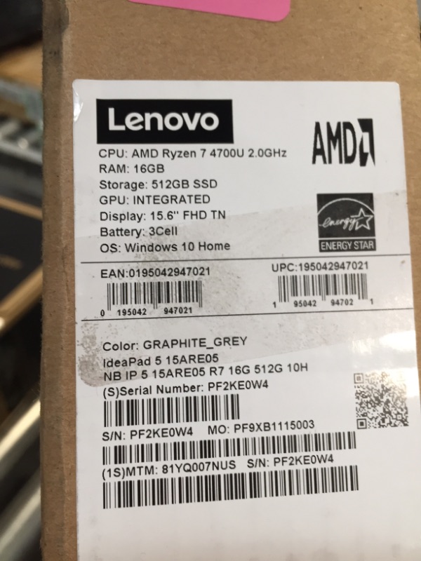 Photo 6 of Lenovo IdeaPad 5 15.6" Laptop Ryzen 7-4700U 16GB RAM 512GB SSD Graphite Grey - AMD Ryzen 7-4700U Octa-core - 1920 x 1080 Full HD Resolution