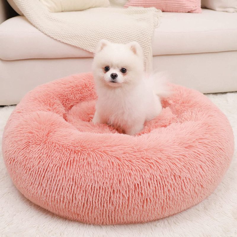Photo 1 of 
WAYIMPRESS Calming Dog Bed for Small Dog & Cat,Comfy Self Warming Round Dog Bed with Fluffy Faux Fur for Anti Anxiety and Cozy (20x20 Inch, Pink)
Size:20x20 Inch (Pack of 