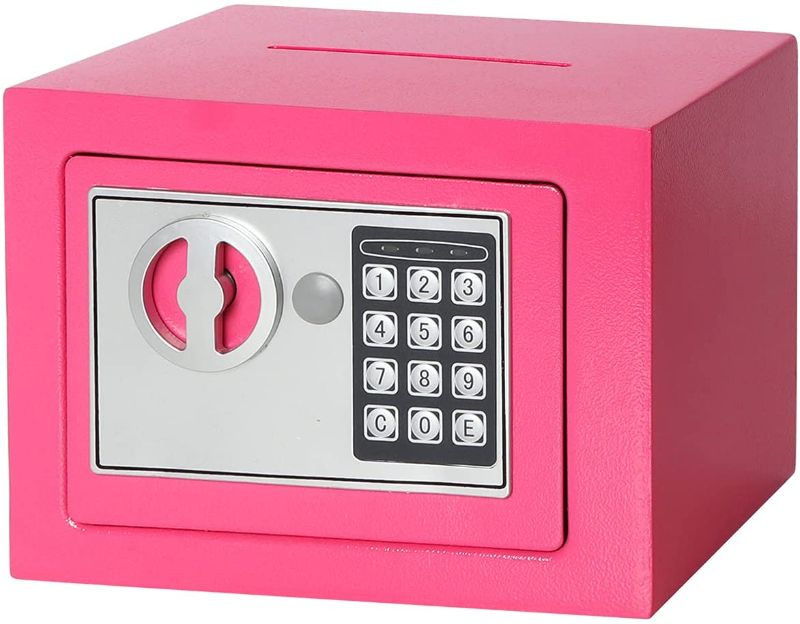 Photo 1 of Parrency Security Digital Safe for Home Office,0.17 Cubic Home Keypad Safe,Protect Money,Jewelry,Passports Pink
