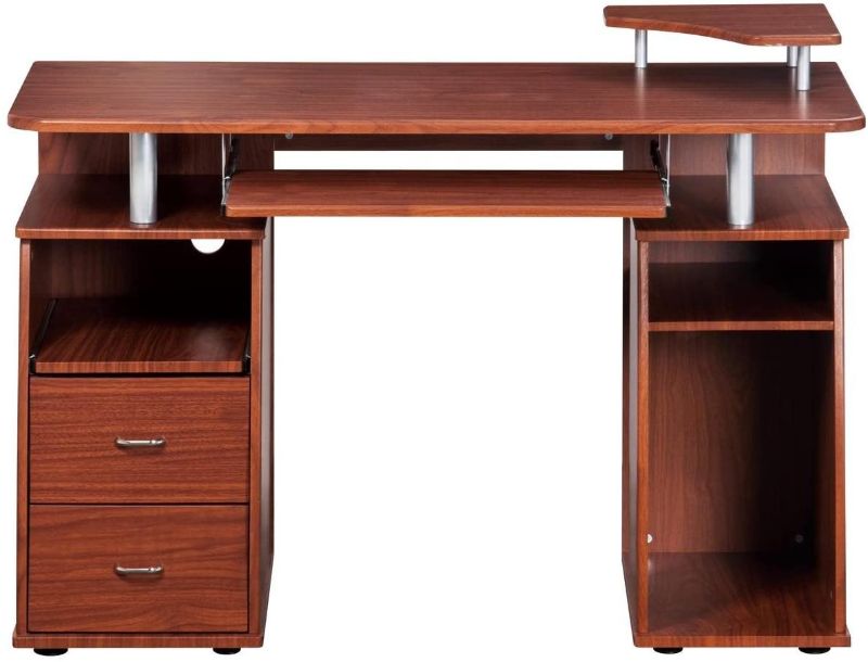 Photo 1 of Techni Mobili Complete Computer Workstation Desk With Storage, Mahogany, 48" W x 22" D x 34" H
