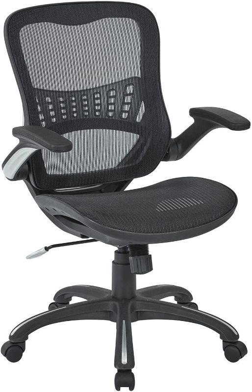 Photo 1 of Office Star Space Seating Office Star Mesh Back Seat, 2-to-1 Synchro Lumbar Support Managers Chair, Black