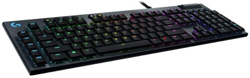 Photo 1 of Logitech G815 LIGHTSYNC RGB Mechanical Gaming Keyboard with Low Profile GL Tactile key switch, 5 programmable G-keys, USB Passthrough, dedicated media control - Tactile
