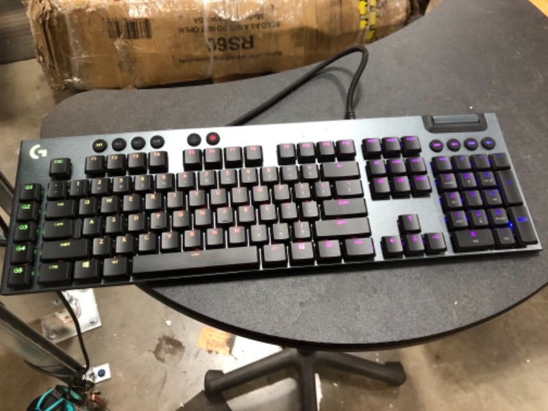 Photo 2 of Logitech G815 LIGHTSYNC RGB Mechanical Gaming Keyboard with Low Profile GL Tactile key switch, 5 programmable G-keys, USB Passthrough, dedicated media control - Tactile
