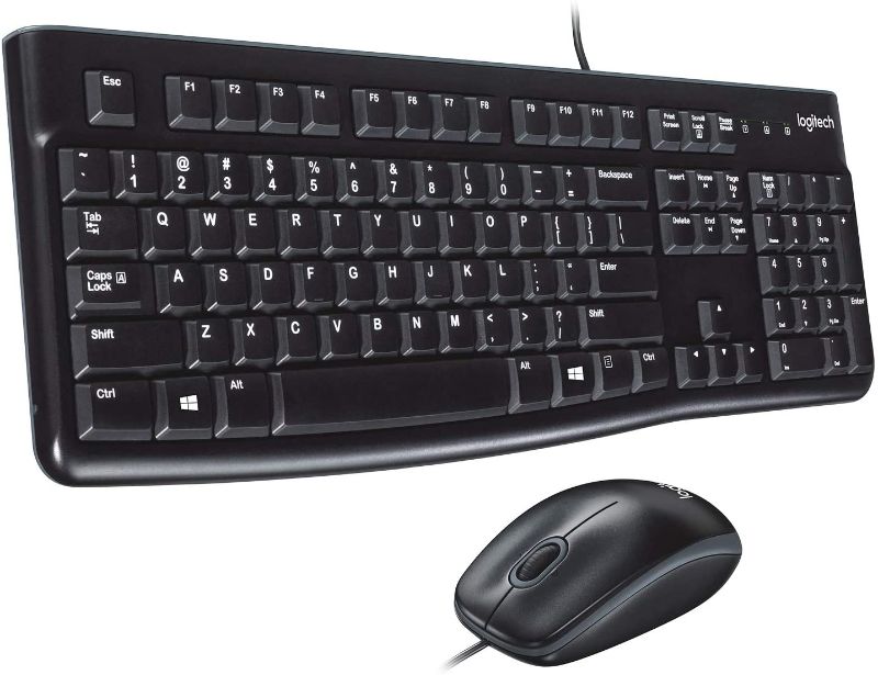 Photo 1 of Logitech MK120 Wired Keyboard and Mouse for Windows, Optical Wired Mouse, USB Plug-and-Play, Full-Size, PC / Laptop - Black
