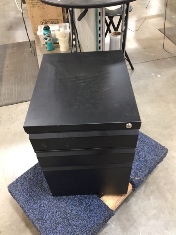 Photo 2 of SIMILAR TO STOCK PHOTO; NOT A 2 DRAWER A 3 DRAWER. 
Black File Cabinet with Lock, 3 Drawer Filing Cabinet for Legal/Letter A4 Size, Locking Wide File Cabinet for Home Office, Metal
