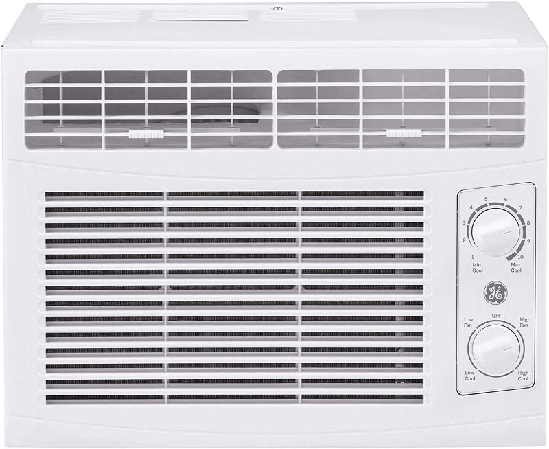 Photo 1 of GE 5,000 BTU Mechanical Window Air Conditioner, Cools up to 150 sq. Ft, Easy Install Kit Included, White
