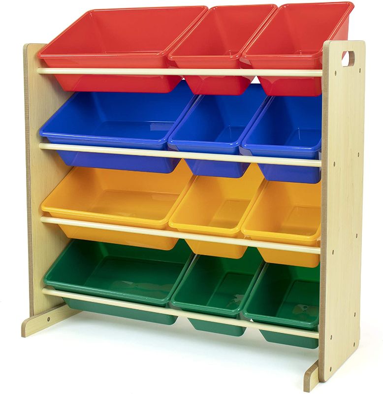 Photo 1 of Humble Crew, Natural/Primary Kids' Toy Storage Organizer with 12 Plastic Bins
